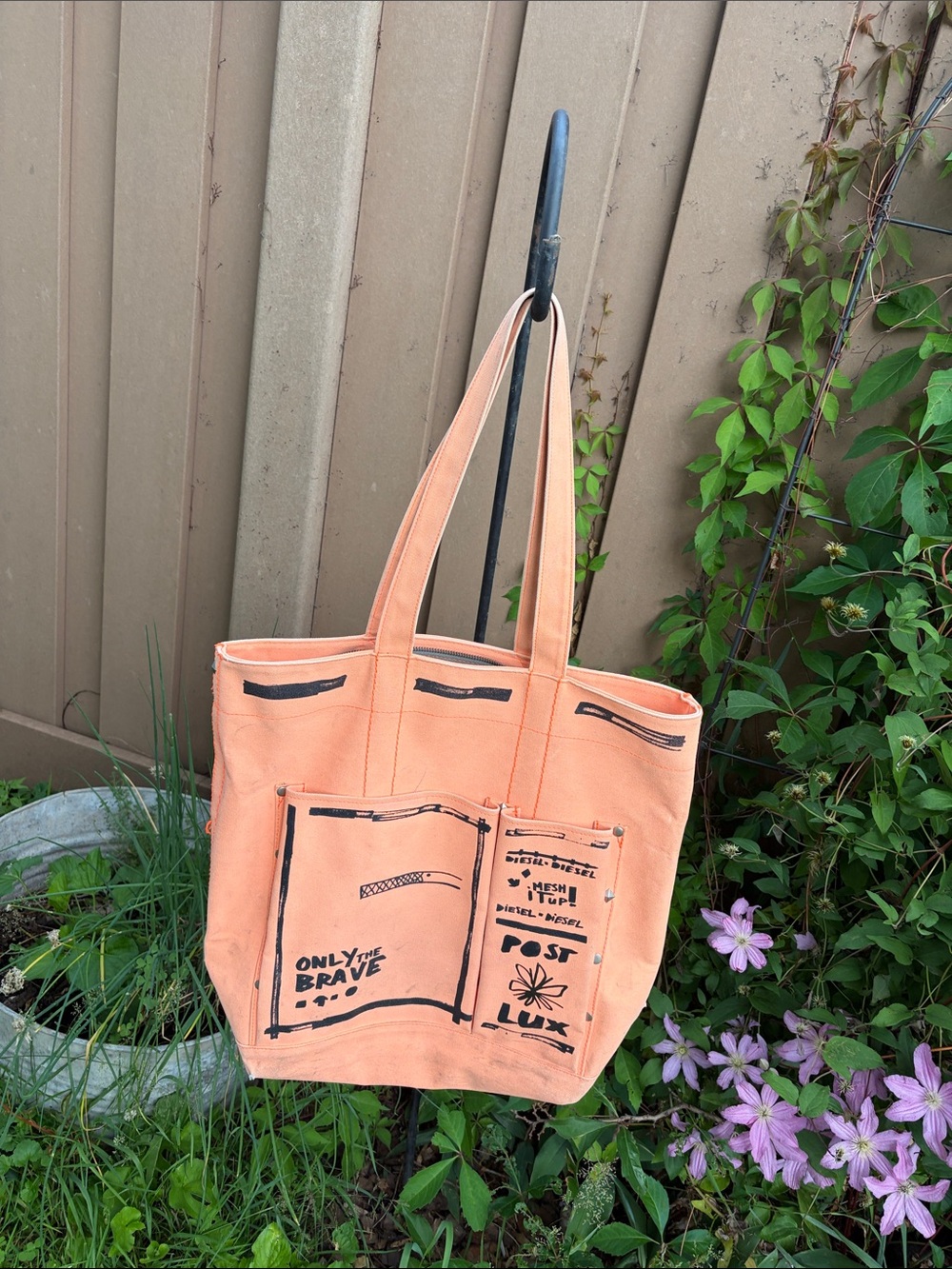 Diesel "Post Lux Only The Brave" Pop Art canvas tote bag